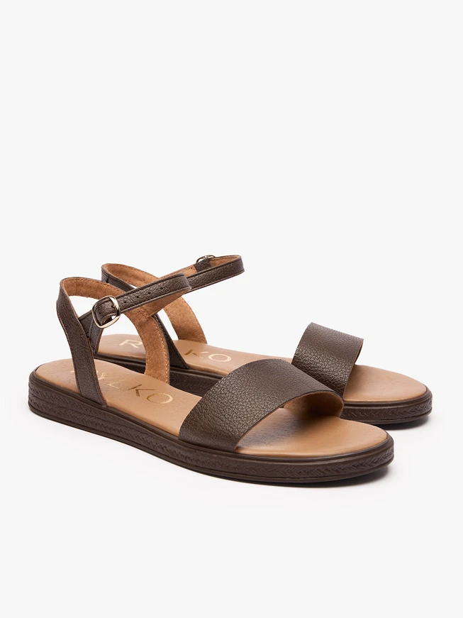 Flache Sandalen in Dunkelbraun