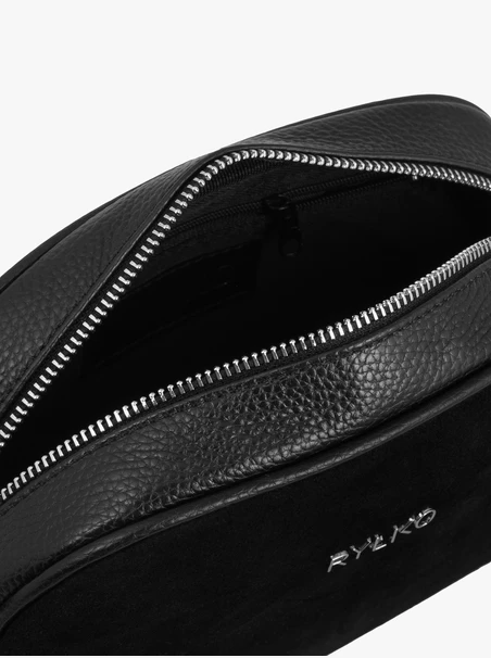 Handtasche aus schwarzem Leder und Velours