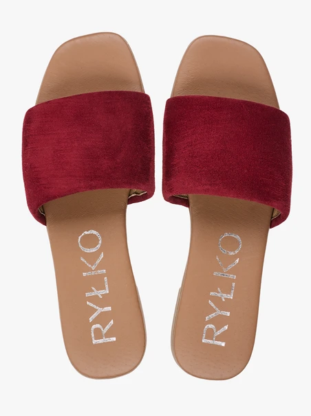 Flache Flip-Flops aus kastanienbraunem Veloursleder