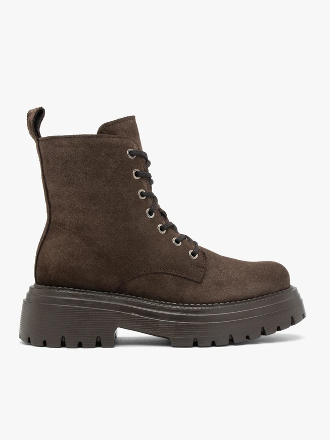 Dunkelbraune Velourslederstiefel