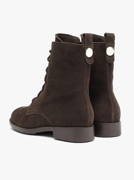 Dunkelbraune Velourslederstiefel