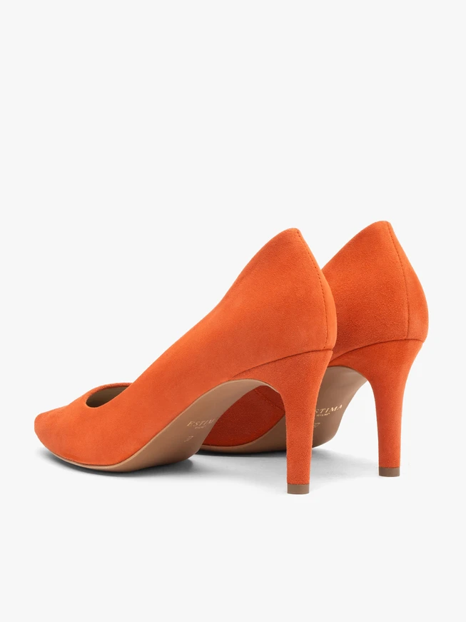 Pumps aus orangefarbenem Veloursleder