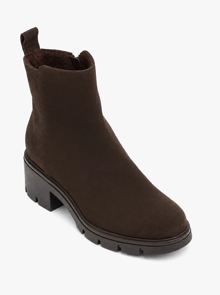 Dunkelbraune Velourslederstiefel