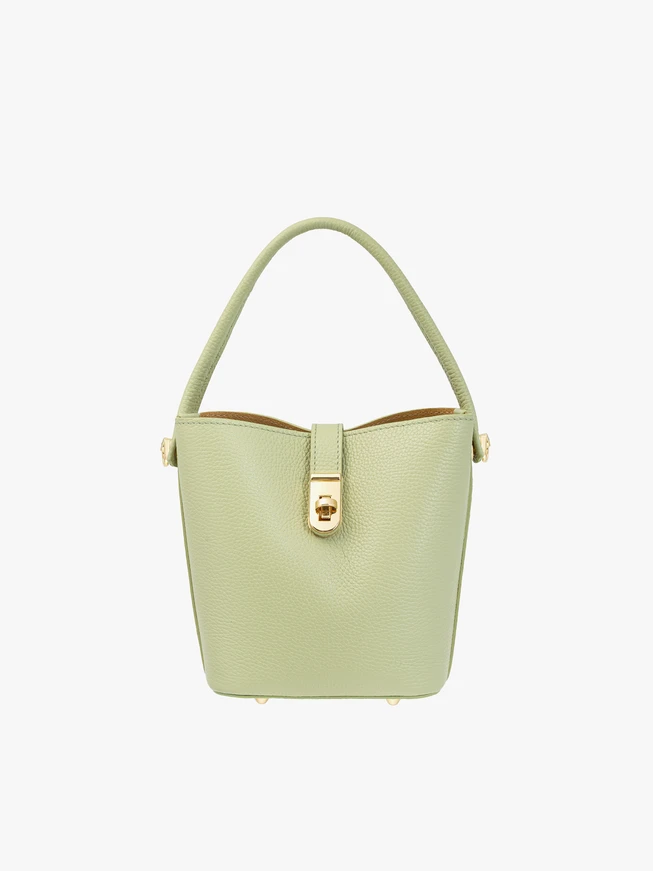 Hellgrüne kleine Lederhandtasche