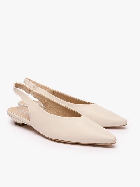 Cremefarbene Slingback-Pumps mit Stilettoabsatz