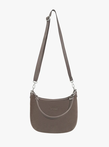 Handtasche aus braunem Leder und Velours