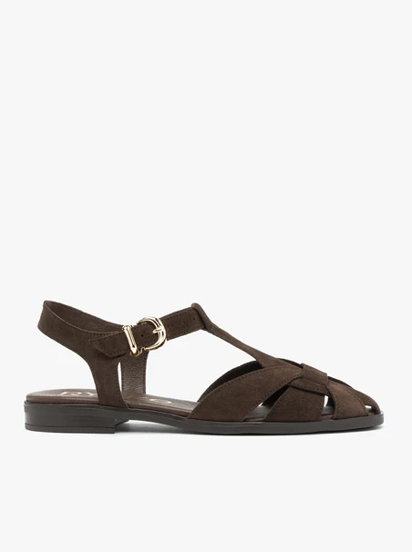 Sandalen aus braunem Veloursleder