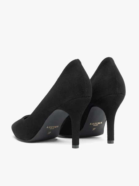 Schwarze Stiletto-Pumps aus Veloursleder
