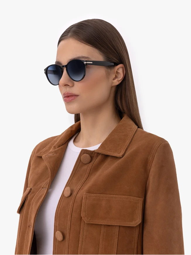 Runde Sonnenbrille mit blauen Gläsern
