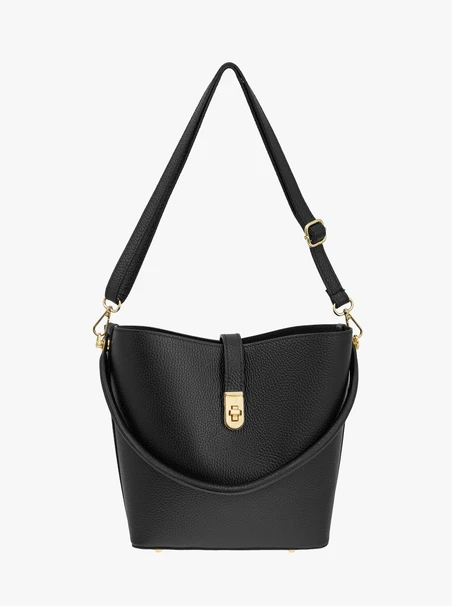Schwarze elegante Handtasche aus Vollnarbenleder