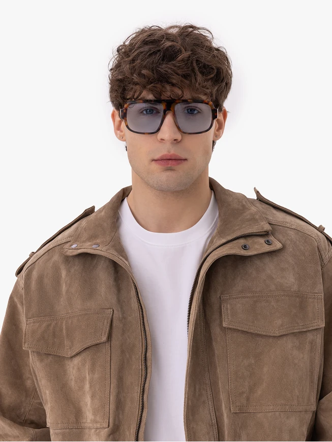 Unisex-Brille mit Gestell mit Leopardenmuster