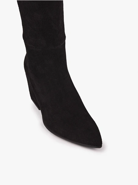 Schwarze Velourslederstiefel