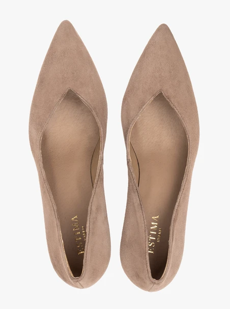 Beigefarbene Stiletto-Pumps aus Velours