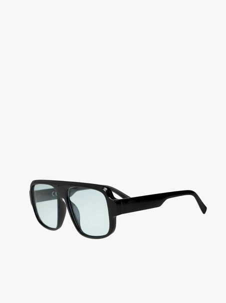 Schwarze Unisex-Brille mit hellblauen Gläsern