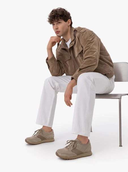 Olive Schnürhalbschuhe