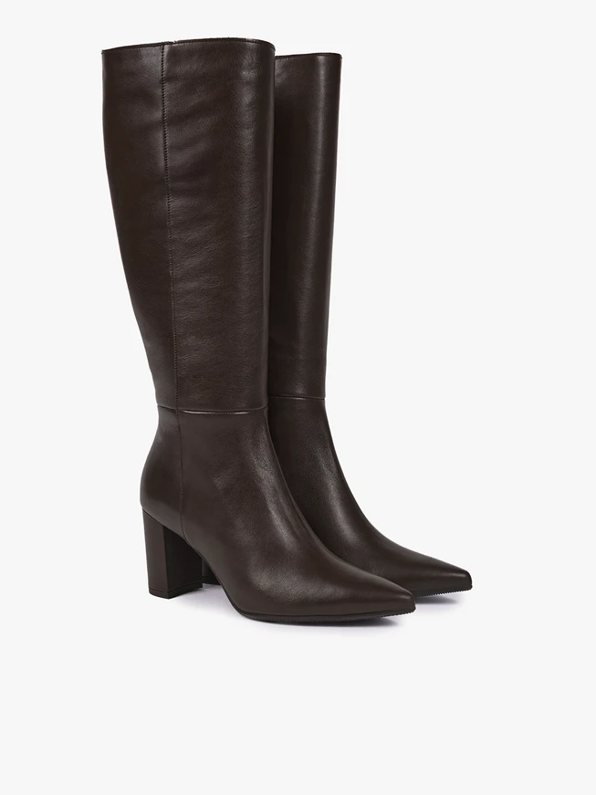 Dunkelbraune Stiletto-Stiefel