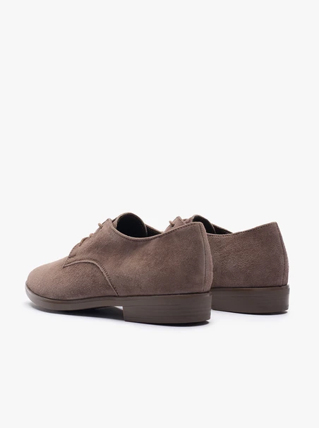 Graubraune Velourslederhalbschuhe