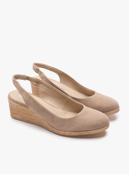 Beige Espadrilles auf Plattformen