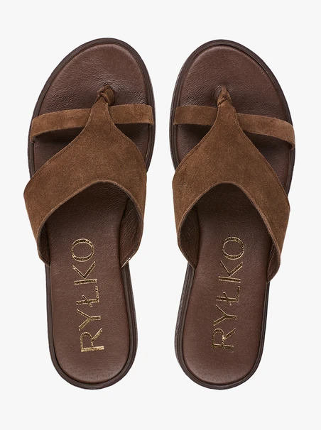 Flip Flops aus braunem Veloursleder