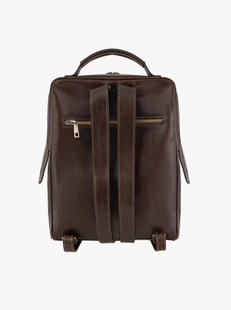 Brauner Lederrucksack A4 für Laptop-Handgepäck