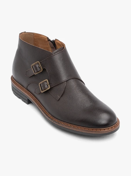 Dunkelbraune Stiefeletten mit Schnallen