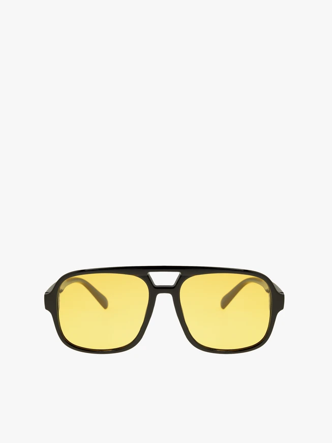 Unisex-Sonnenbrille schwarz mit gelben Gläsern