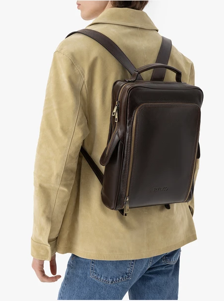 Brauner Lederrucksack A4 für Laptop-Handgepäck