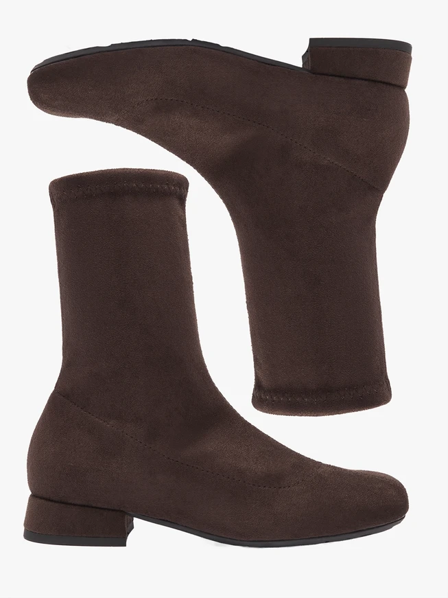 Dunkelbraune, elastische Stiefeletten