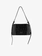 Schwarze Handtasche in Krokodilleder-Optik