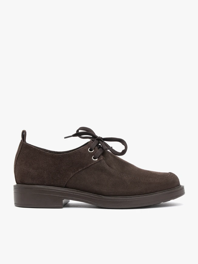 Dunkelbraune Velourshalbschuhe
