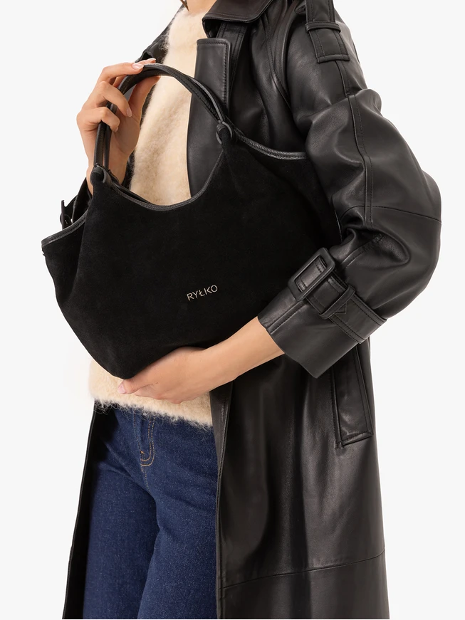 Schwarze weiche Handtasche