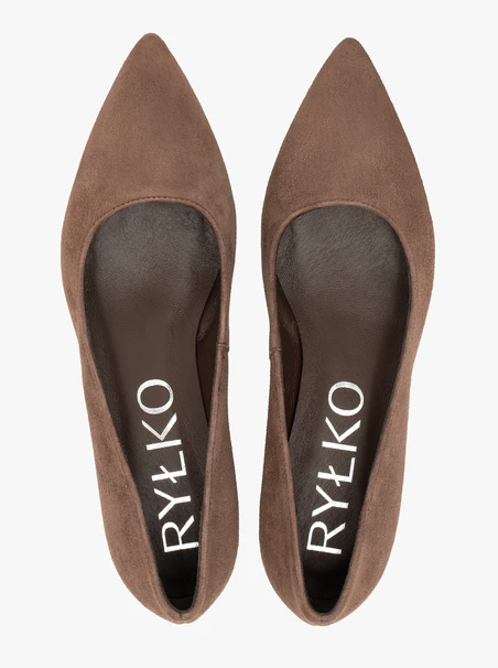 Pumps aus braunem Veloursleder mit Stilettoabsatz