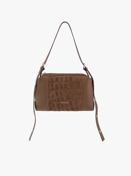Hellbraune Handtasche mit Krokodilleder-Optik