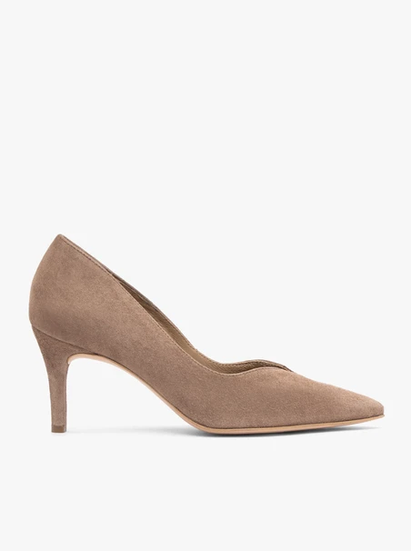 Beigefarbene Stiletto-Pumps aus Velours