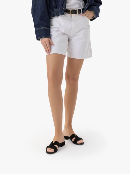 H-Flip-Flops aus schwarzem Veloursleder