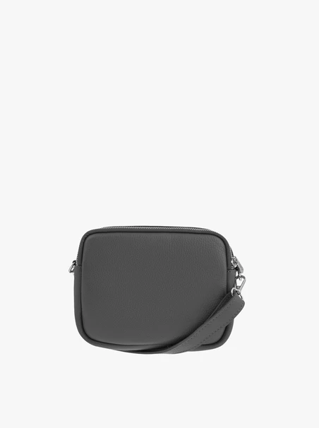 Graphitfarbene Handtasche aus Glattleder und Veloursleder