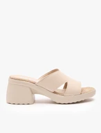 Cremefarbene Flip-Flops mit Absatz und festem Boden