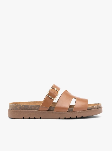 Braune H-Flip-Flops mit Schnallenriemen
