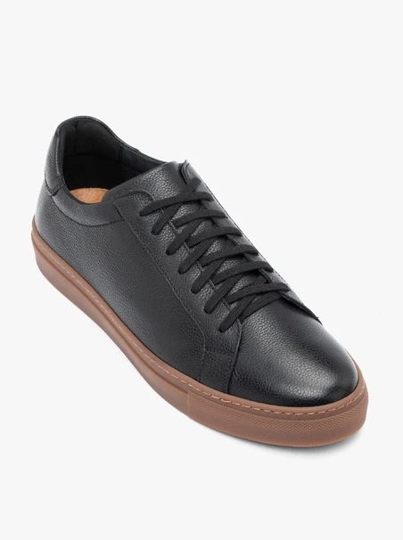 Schwarze Sporthalbschuhe aus Leder