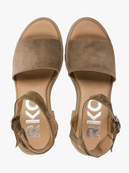 Khaki-Sandalen mit Trapper-Boden