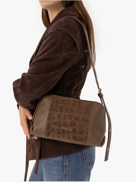 Hellbraune Handtasche mit Krokodilleder-Optik