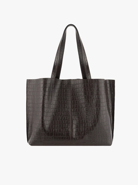 Braune Ledertasche im Krokodilleder-Look