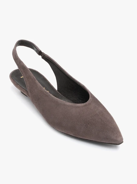 Dunkelbraune Pumps mit Slingback und spitzer Zehenpartie