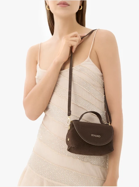 Kleine braune Velours-Handtasche