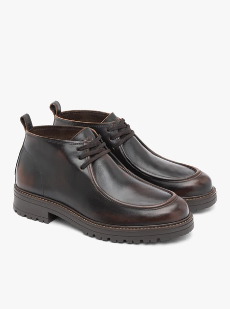 Dunkelbraune Vollnarbenlederstiefel