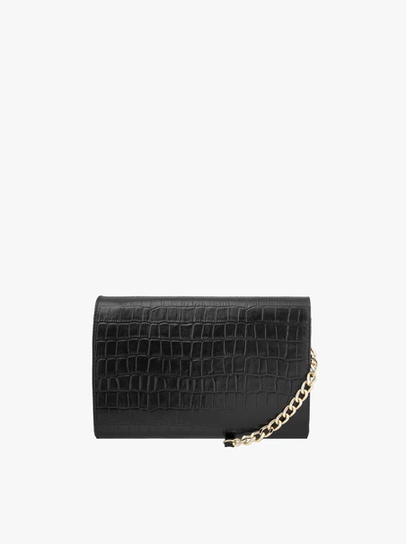 Schwarze Handtasche in Krokodilleder-Optik