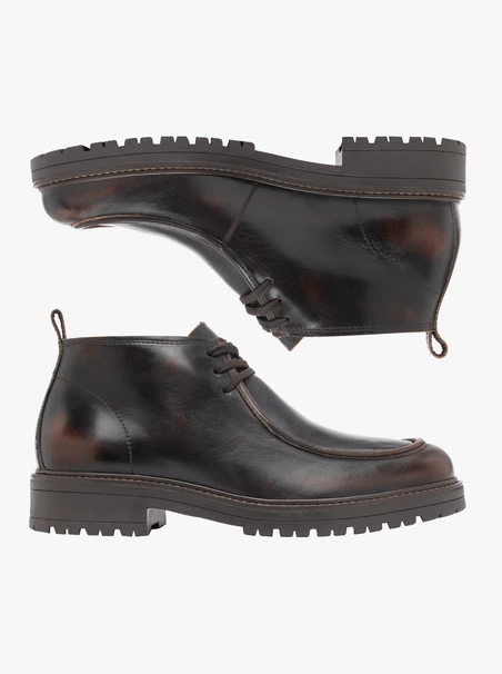 Dunkelbraune Vollnarbenlederstiefel