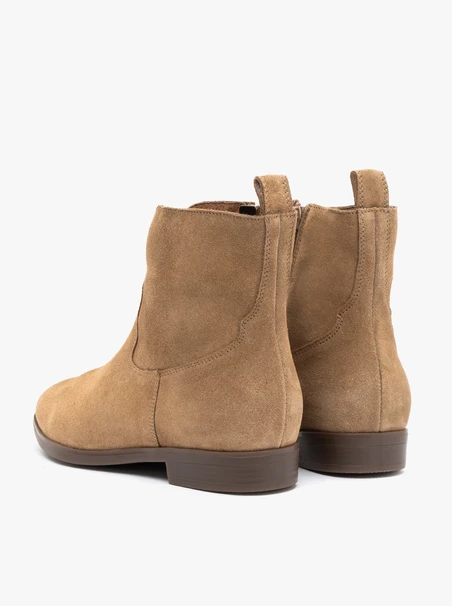Beigefarbene Cowboystiefel aus Veloursleder