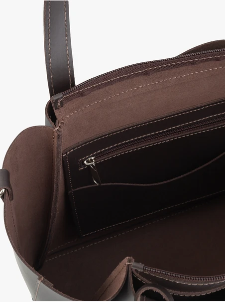 Dunkelbraune A4-Lederhandtasche