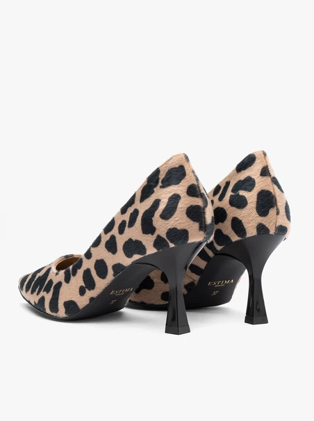Beige-schwarze Pumps mit Ozelot-Muster